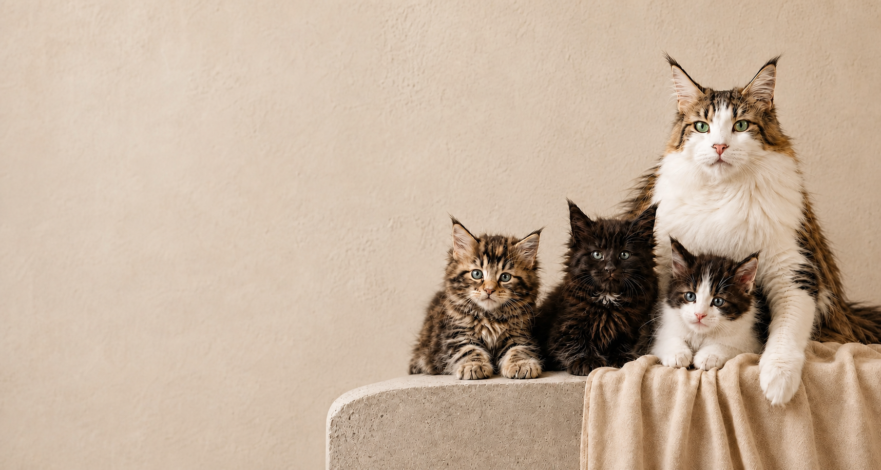 Família de gatos Maine Coon da Hello Sugar Cattery